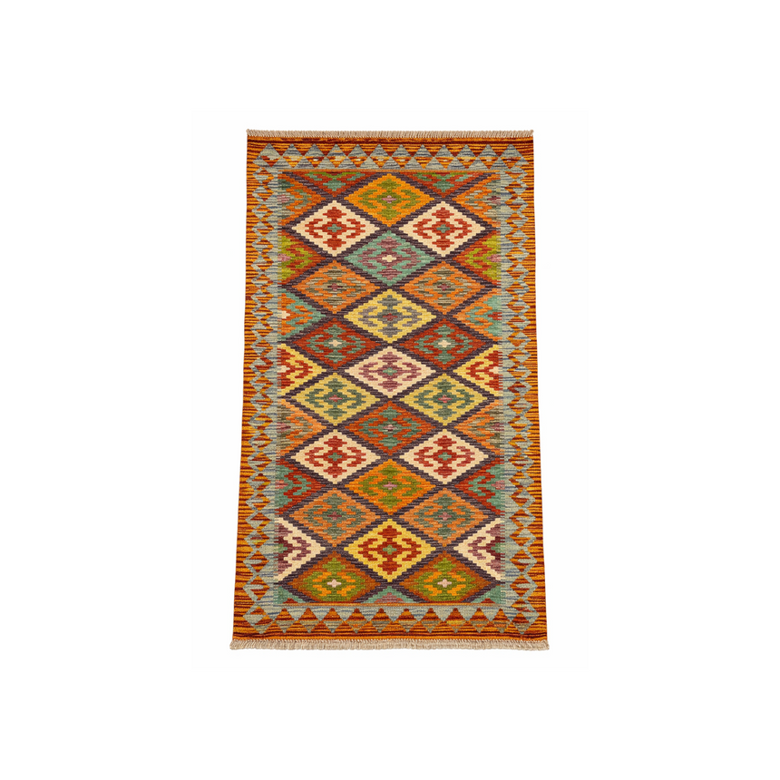 FLAT WEAVE VEGY KILIM RUG | 1.99 × 0.84 M