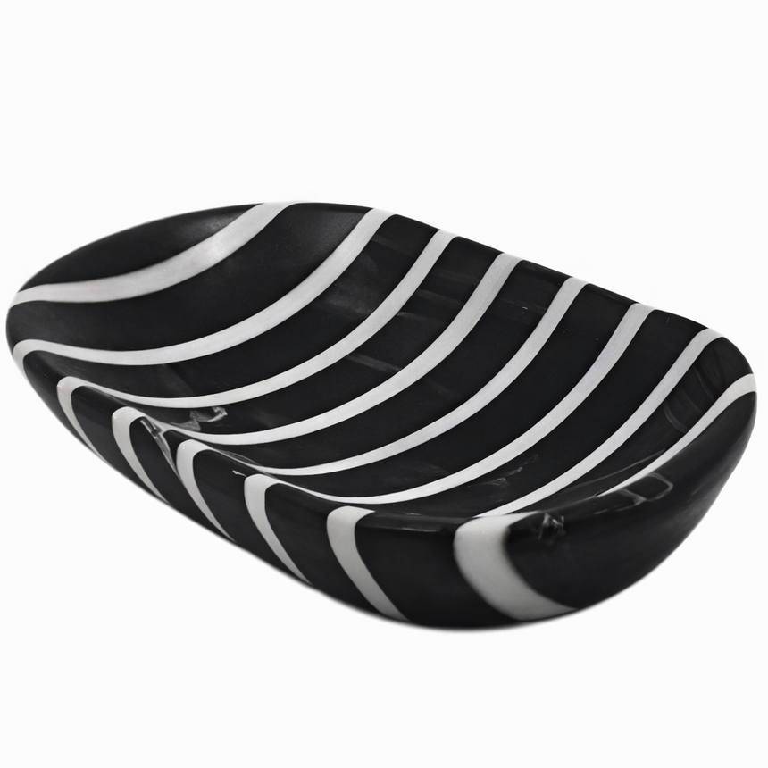 DECOR BOWL - WHITE / BLACK MARBLE | 7.5" x 5" x 1"
