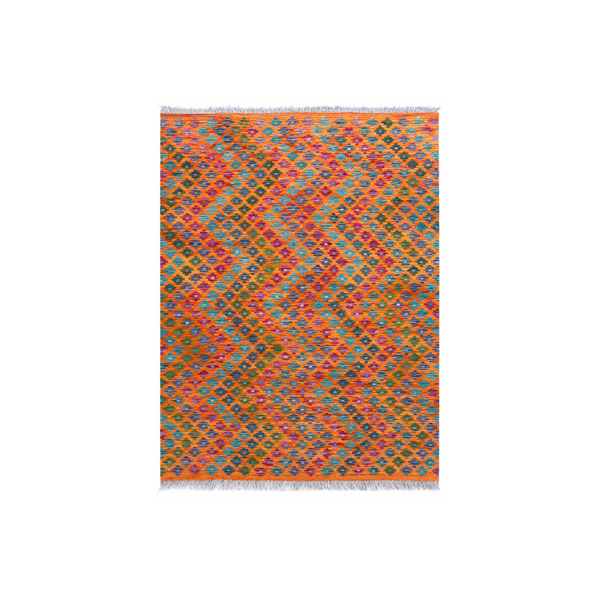 VEGY KILIM FLAT WEAVE RUG | HANDWOVEN GEOMETRIC KILIM | 1.97 × 1.57 M