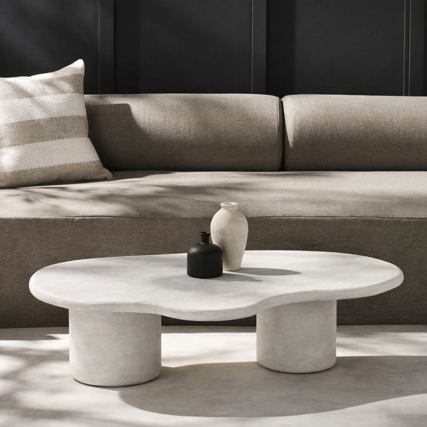 MIAMI COFFEE TABLE-SALT MORTEX FINISH | 140 x 70 x 35 CM.