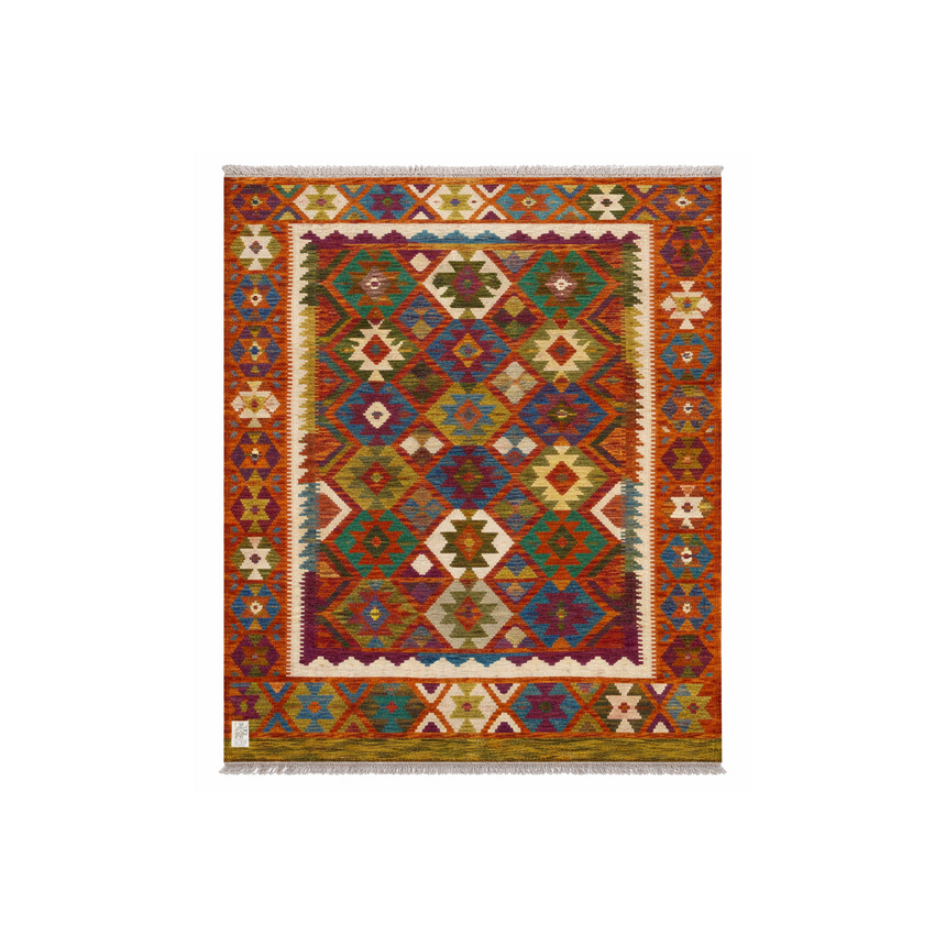 HANDWOVEN VEGY KILIM RUG | 1.95×1.45 M