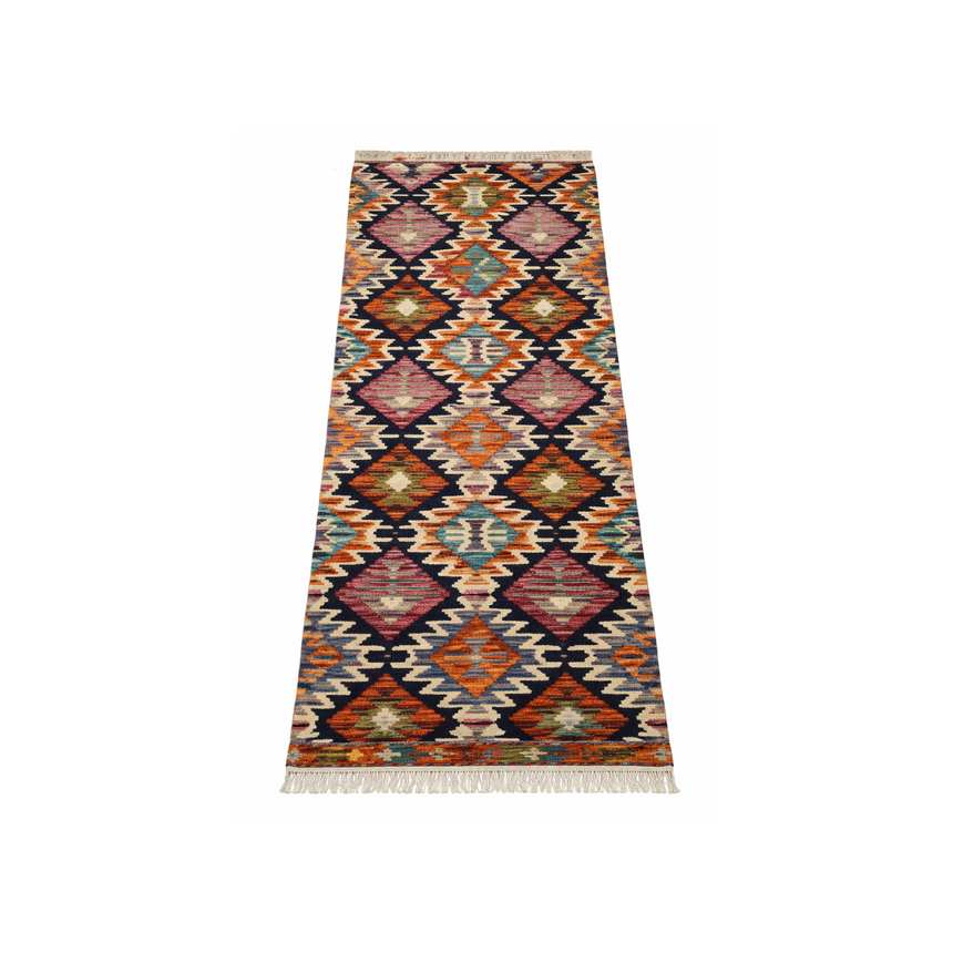 KILIM RUNNER RUG | HANDWOVEN FLAT WEAVE WOOL | 1.98×0.60 M
