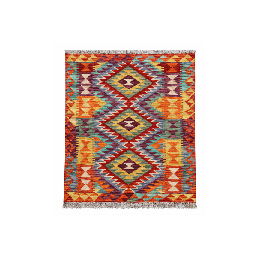 FLAT WEAVE VEGY KILIM RUG | 1.14 × 0.85 M