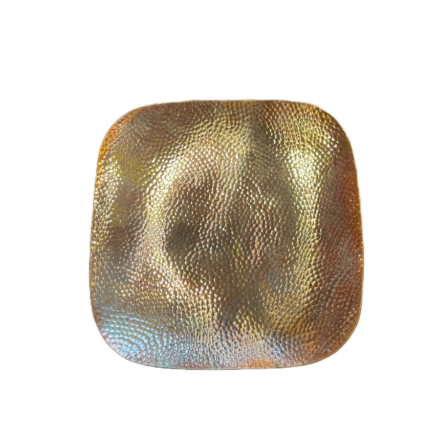 COPPER HAMMERED PLATES SQUARE SMALL  | 22 x 22 cm.
