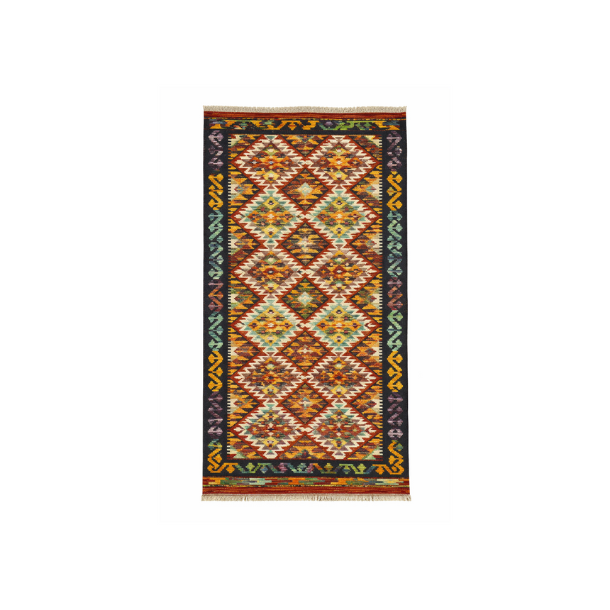 HANDWOVEN KILIM RUG | FLAT WEAVE WOOL RUG | 1.99×0.84 M