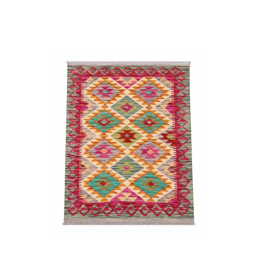 FLAT WEAVE VEGY KILIM RUG | 1.24 × 0.84 M