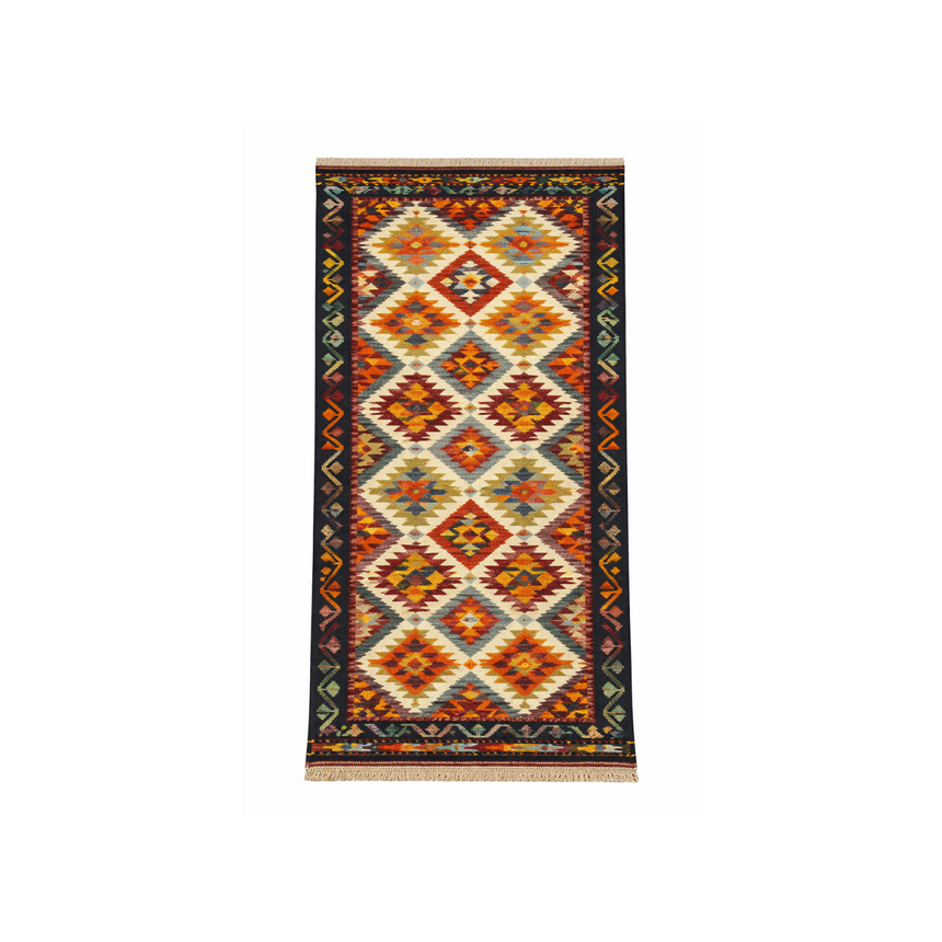 FLAT WEAVE KILIM RUG | VEGETABLE DYED WOOL | 2.13×0.78 M