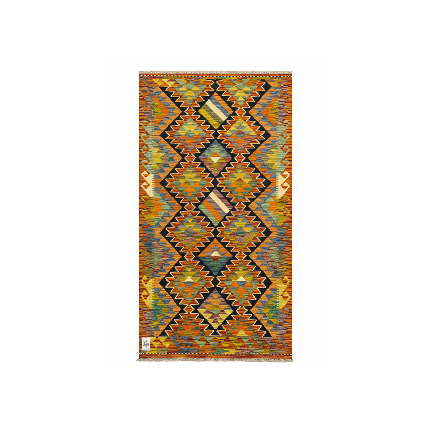 VEGETABLE DYED KILIM RUNNER | HANDMADE FLAT WEAVE RUG | 1.97×0.87 M