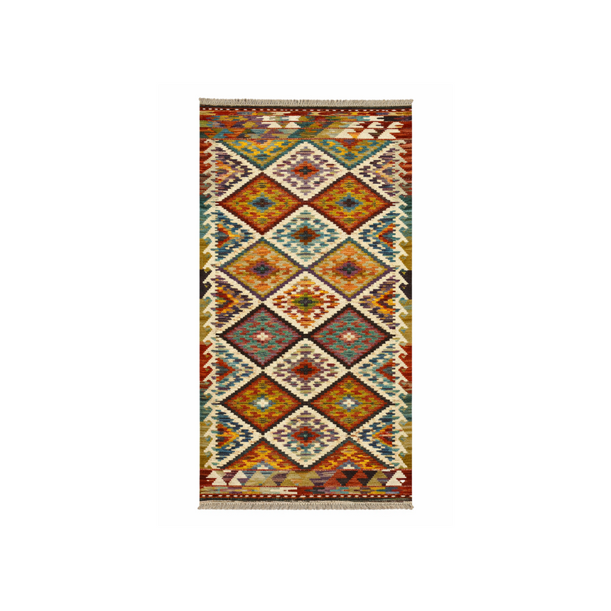 COLORFUL KILIM RUNNER | HANDMADE FLAT WEAVE RUG | 1.95×0.82 M
