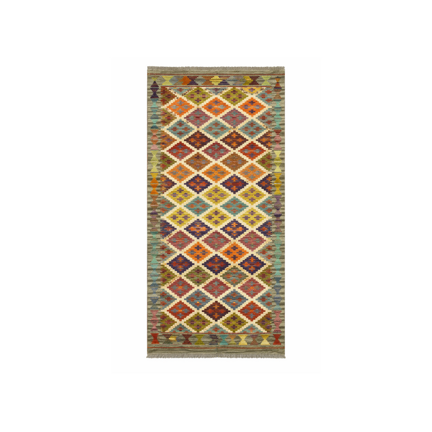 HANDWOVEN KILIM RUG | FLAT WEAVE WOOL RUG | 2.10×0.81 M