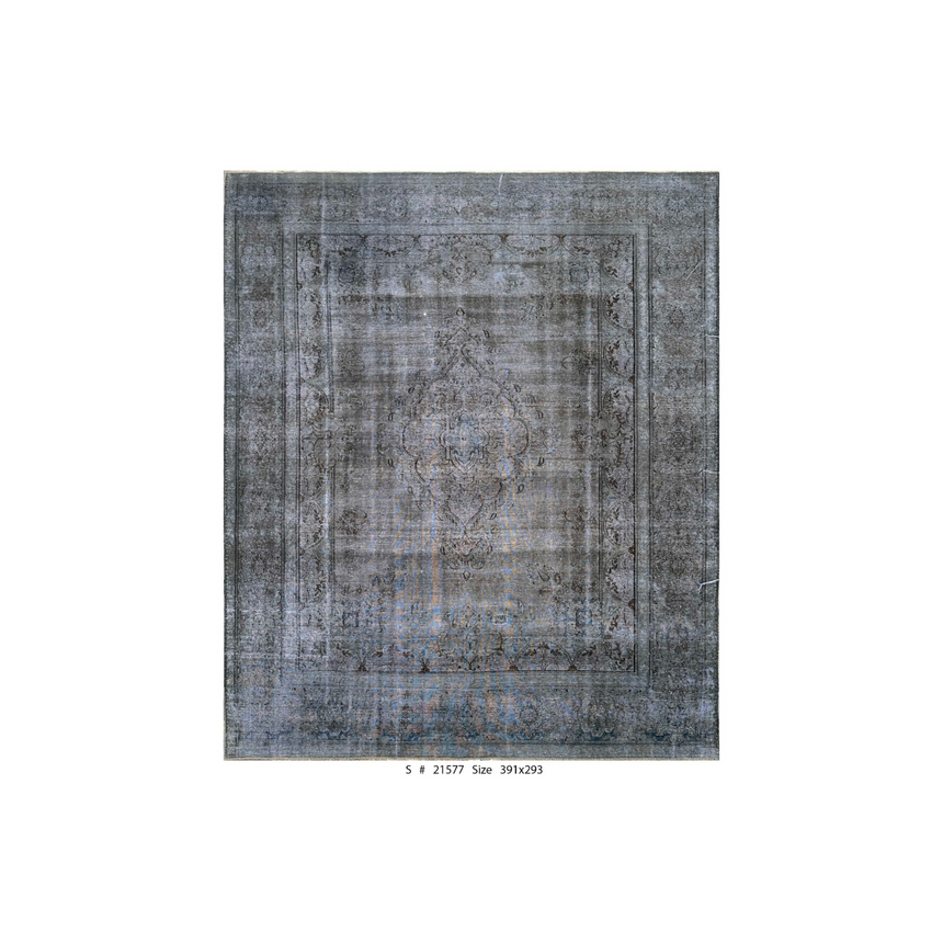 GREY OVER-DYED KERMAN RUG | HAND KNOTTED ANTIQUE RUG | 3.91×2.93 M