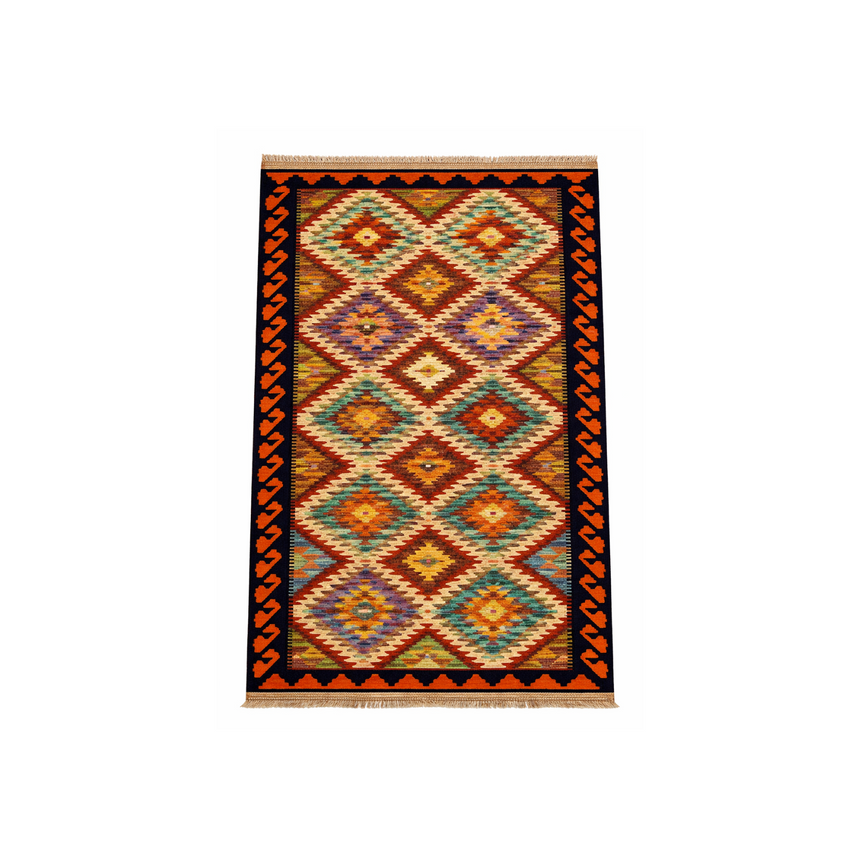 FLAT WEAVE KILIM RUG | HANDWOVEN GEOMETIC RUG | 1.97×0.79 M