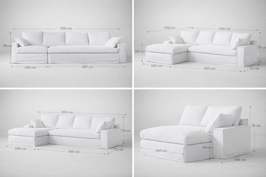 ASHER ISLAND CORNER SOFA LEFT CHAISE | 160 x 300 x 78 CM.