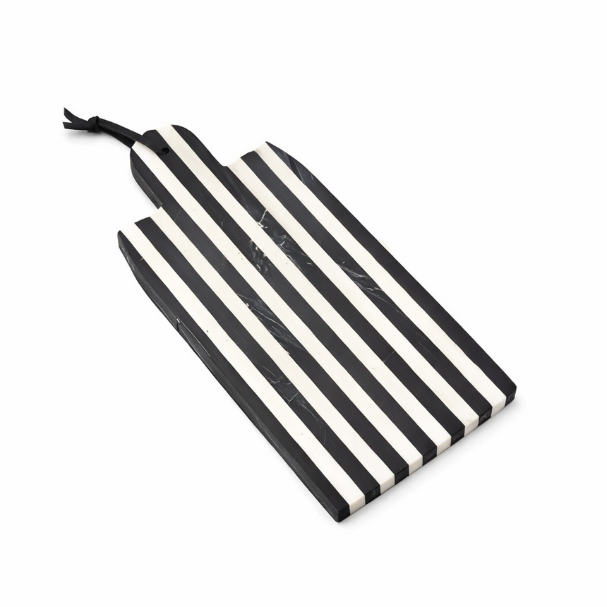 DECOR CHEESE BOARD - BLACK & WHITE MARBLE STRIPE | 14" x 8" x 0.6"