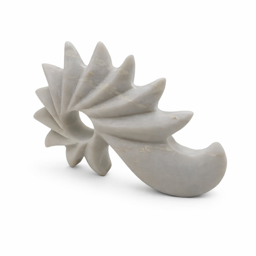 DECOR OBJECT - WHITE MARBLE (SPIRAL FORM ) | 10" x 7" x 2"
