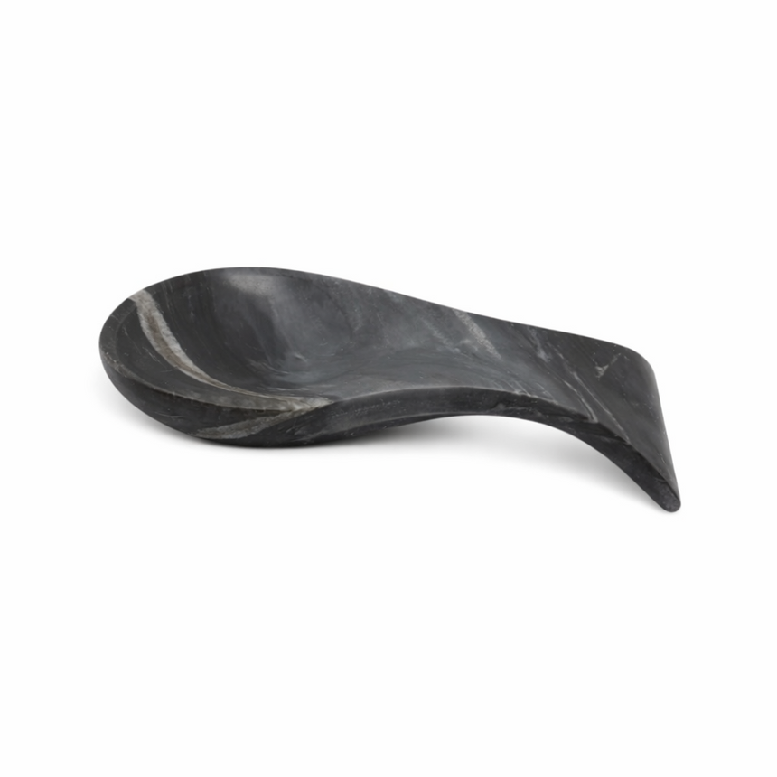 DECOR SPOON REST - BLACK MARBLE | 8" x 4" x 1.25"