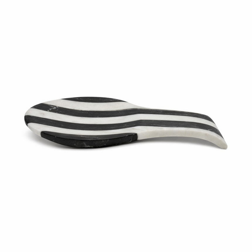 DECOR SPOON REST - WHITE & BLACK MARBLE | 10.75" x 5.5" x 0.75"
