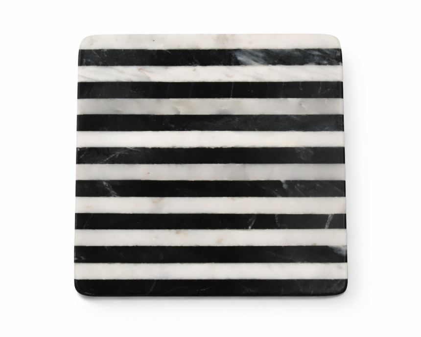 DECOR SQUARE TRIVET - WHITE & BLACK MARBLE | 8" x 8" x 0.6"
