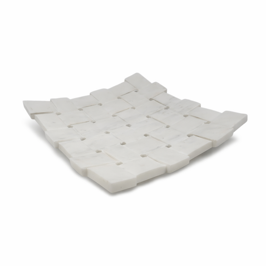 DECOR TRAY - WHITE MARBLE | 12" x 12" x 2"