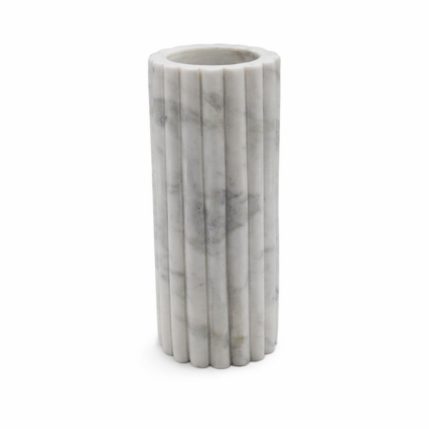 DECOR VASE - WHITE MARBLE | 10.75" x 4.5" x 4.5"