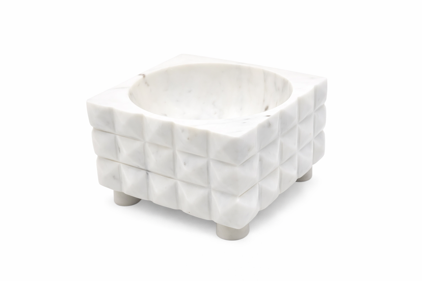 BLOCK RELIEF MARBLE BOWL | 5.5" × 5.5" × 3"