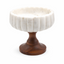 PEDESTAL MARBLE & WOOD BOWL | 8" × 8" × 7.75"