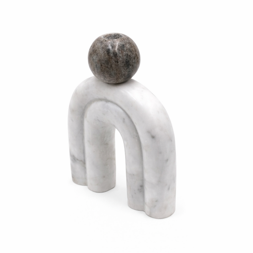 DUAL TONE MARBLE CANDLE HOLDER | 20 × 15 × 5 CM.