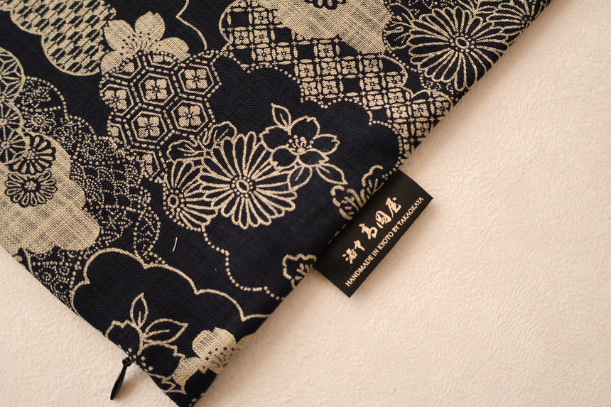 KYOTO CUSHION COVER AIZOME - FU KUMOTORI  | 50 x 50 CM.