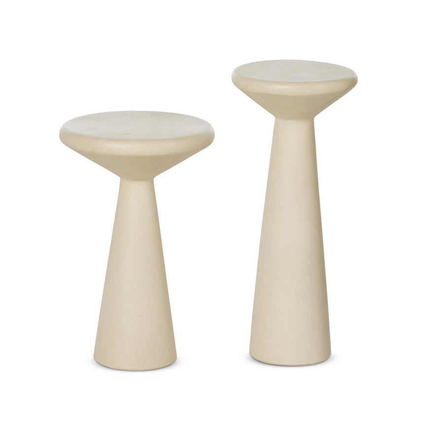 RAVINE CONCRETE ACCENT TABLE , SET OF 2 | DIA. 21.5 x 51 / 27 x 42 CM.