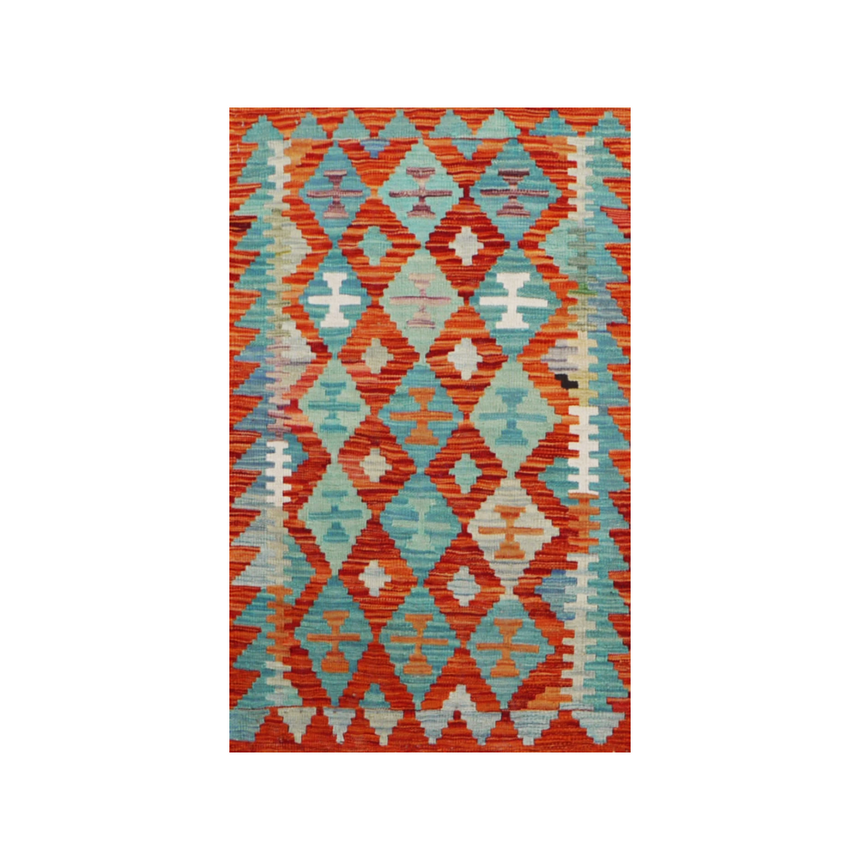 FLAT-WEAVE VEGETABLE KILIM ORIENTAL TRADITIONAL RUG HANDMADE | 0.80 x 1.27 M.