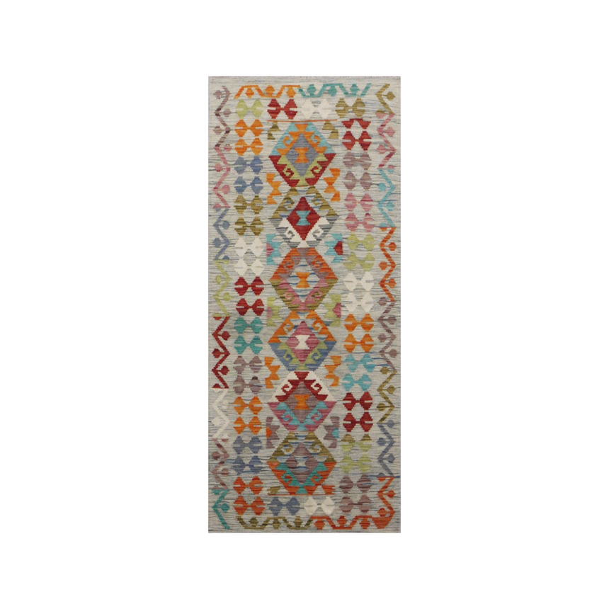 FLAT-WEAVE VEGETABLE KILIM ORIENTAL TRADITIONAL RUG HANDMADE | 0.75 x 1.93 M.