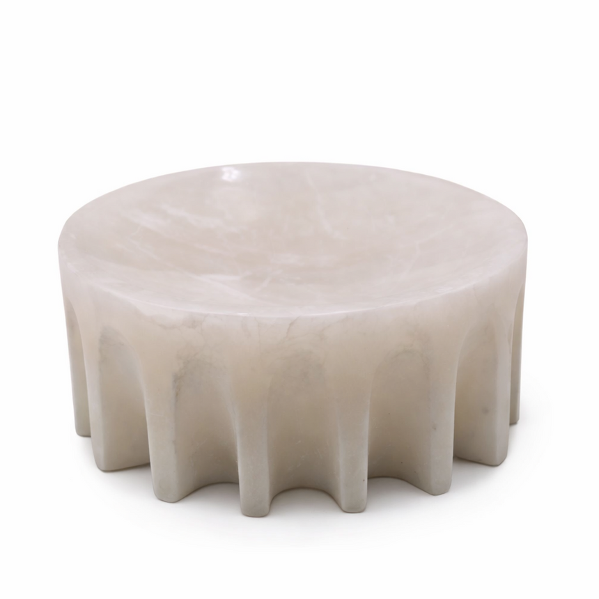 WHITE MARBLE DECOR BOWL - WHITE | &nbsp;8” × 8” × 3.5”