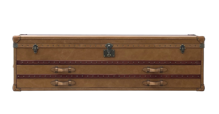 Long Vintage Leather Storage Trunk | 188 x 46 x 52 CM.