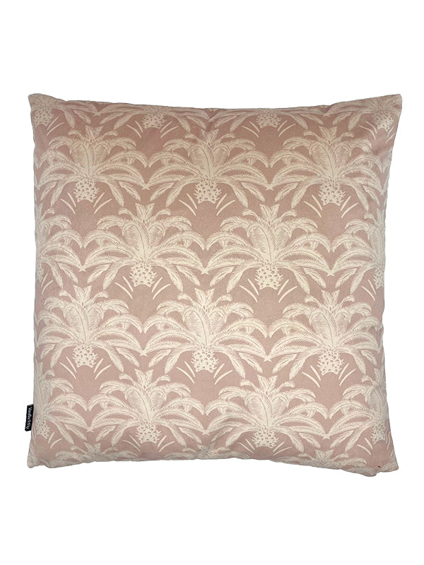 Velvet cushion cover w/piping – pink palms #LA114