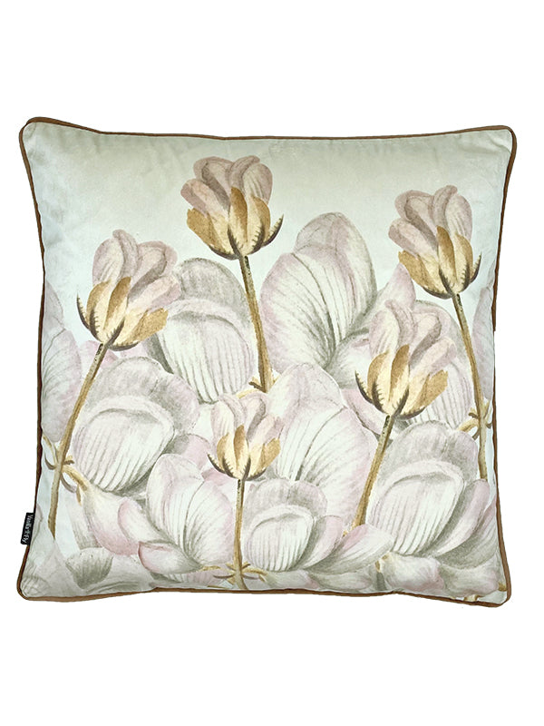 Velvet cushion cover w/piping – flower dream #LA115