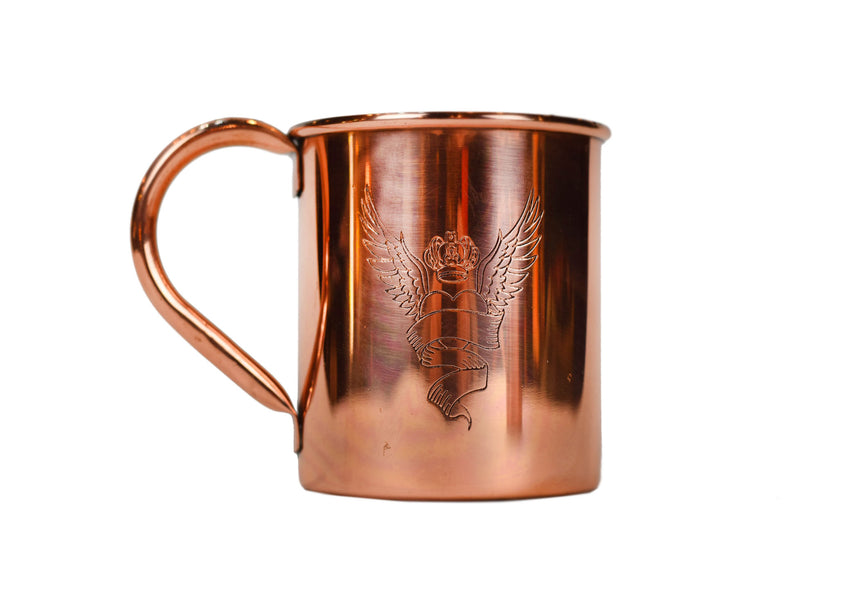 COPPER MULE MUGS WITH ENGRAVING "WINGED HEART" | 8.5 x 8.75 cm.