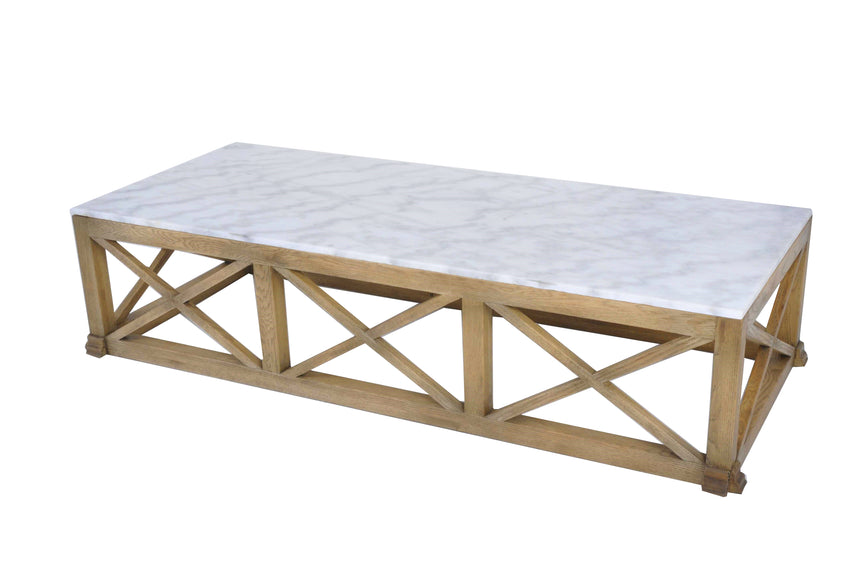 COFFEE TABLE CROSS WITH MARBLE TOP | 170 x 70 x 40 cm.