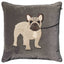 Velvet Cushion Cover French Bull Dog - Grey 50 x 50 cm