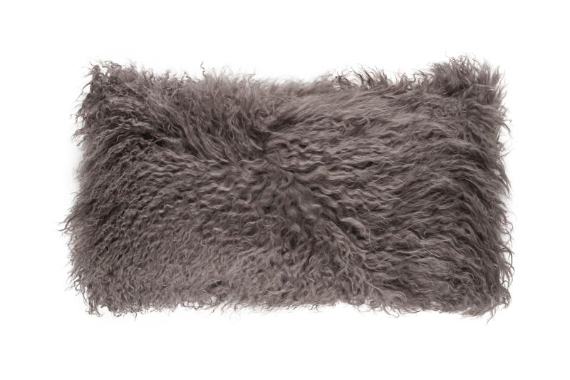 Tibetan Sheepskin Cushion • Portabello | 28 x 56 CM.