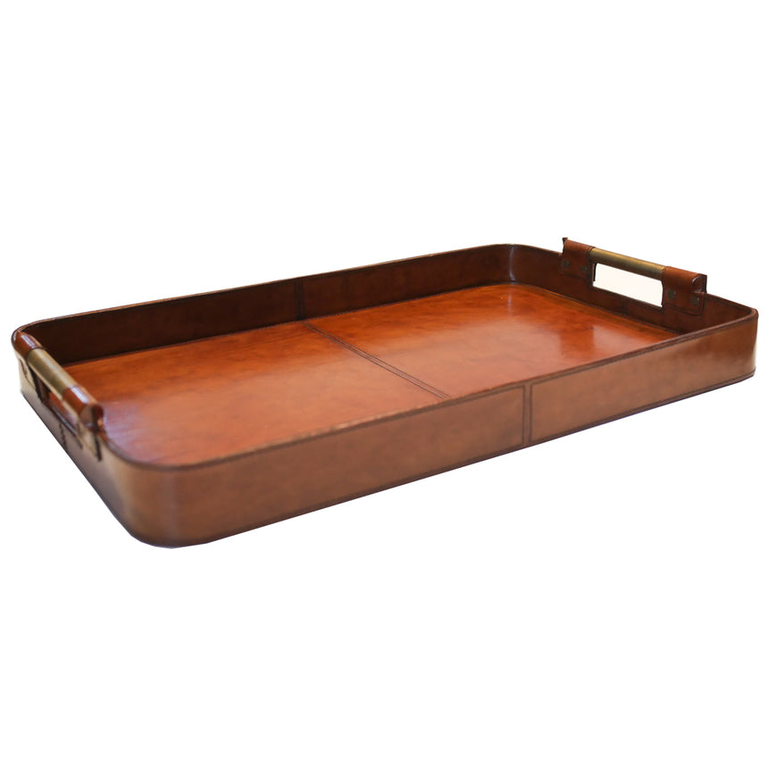 LEATHER SERVING TRAY | 57x36x7 CM.